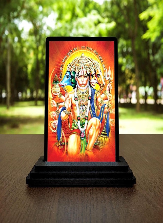 Vprint Quality Lord Panchmukhi Hanuman Wooden Idol for Car Dashboard | Hanuman Ji Murti | Bajrangbali Statues | Sankat Mochan Sculpture | Pavanputra Hanuman Figurine Showpieces - Image 1